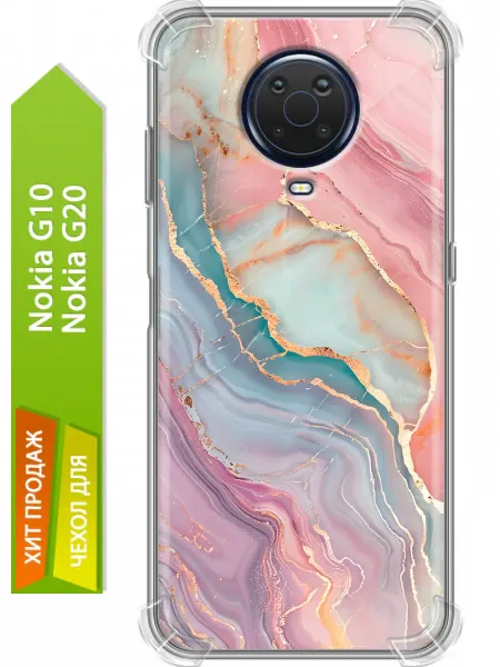 Trendmall Чехол на Nokia G20, G10 розовый мрамор (женский)