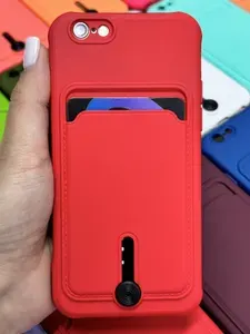 Чехол на iPhone 6 6S красный с карманом.