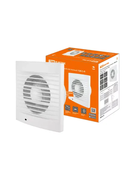 TDM Electric Вентилятор бытовой настенный, 120 С-П, подш. кач, белый, TDM
