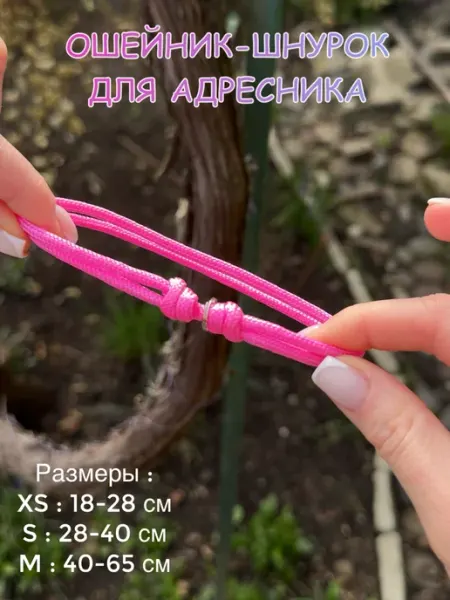 Ошейник-Шнурок для адресника, малиновый