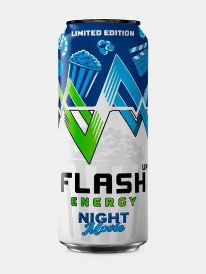 Flash Up energy Night Movie со вкусом карамельного попкорна 450 мл
