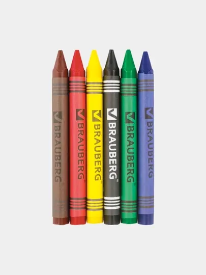 Восковые карандаши BRAUBERG, 6 цветов