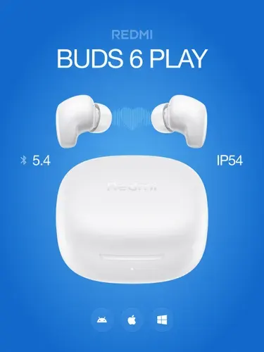 Беспроводные наушники Xiaomi Redmi Buds 6 Play для телефона черные, маленькие вкладыши блютуз с кейсом, спортивные