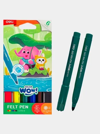 Фломастеры 6цв WOW EC170-6 Deli