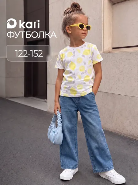 Kari Футболка для девочки хлопковая с принтом