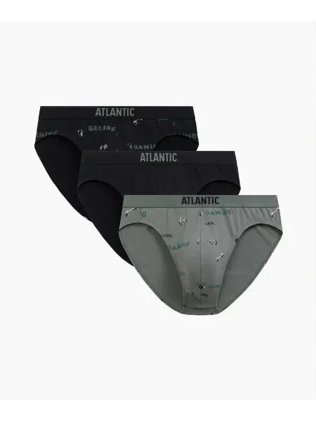 ATLANTIC Мужские трусы (3шт) слипы спорт 3MP-206, хлопок, че