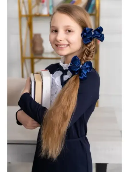 Baby's joy Атласные банты на резинке серые школьные 2шт