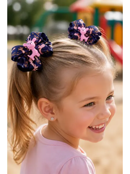 Baby's joy Бантики на резинке синие с жирафиками 2 шт