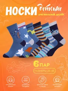 Носки Lucky Socks для мальчиков Школа, 6 пар