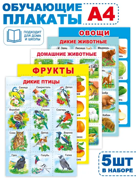 ТМ Мир поздравлений Комплект обучающих плакатов Окружающий мир, школа, 5 шт