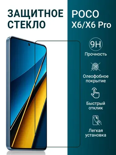 Защитное стекло на POCO X6 и X6 Pro (для Поко Х6 и Икс 6 Про) на экран, прозрачное