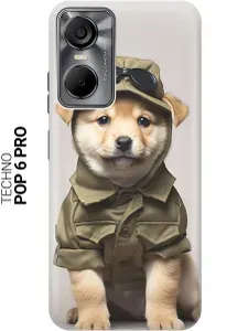 Силиконовый чехол на Tecno Pop 6 Pro / Техно Поп 6 Про с рисунком "Щенок в форме"