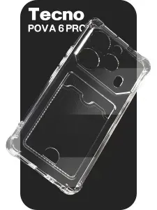 Чехол прозрачный с карманом на Tecno Pova 6 Pro