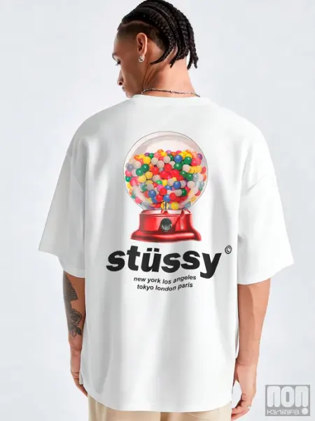 ПОП КУЛЬТУРА Оверсайз футболка с принтом Stussy