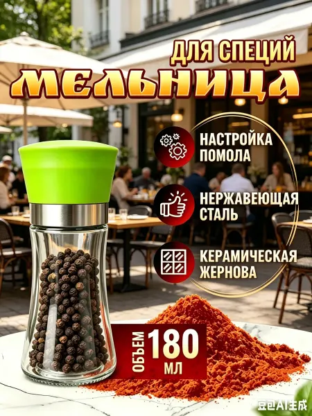 Ручная мельница для перца и соли с регулировкой помола