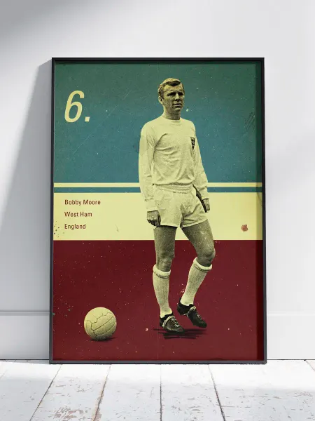 HEAVEN POSTER Плакат Капитаны Футбол (Бобби Мур - Bobby Moore 1) A3