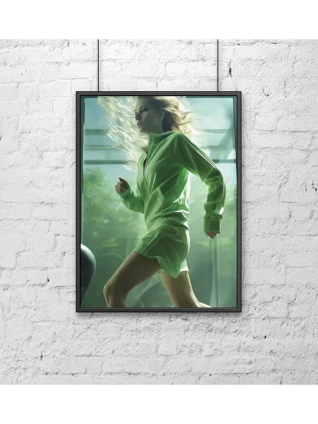 Poster Mall Постер на стену Фитнес - девушка на беговой дорожке 30х40