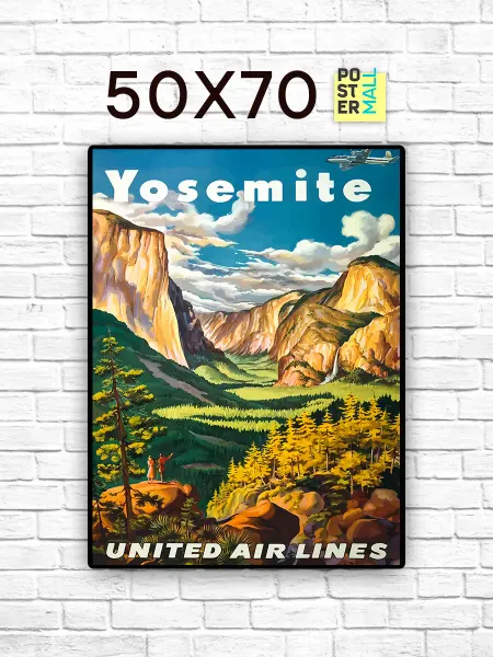 Poster Mall Постер на стену Ретро реклама United Airlines Парк Yos 50х70