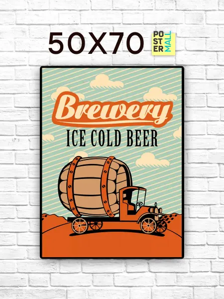 Poster Mall Постер Ретро авто пивоварня (Brewery Ice Cold) 50х70