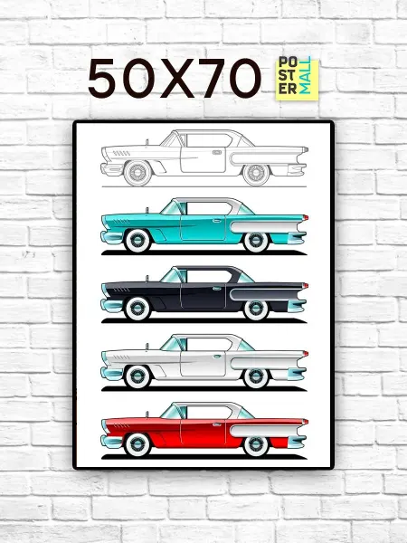 Poster Mall Постер на стену Ретро авто в профиль 50х70