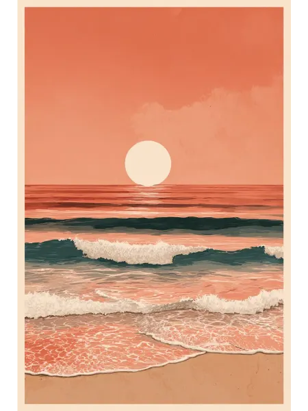 Poster Mall Постер Закат на море терракота 50х70 см