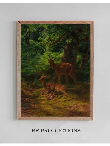 Re.productions Постер Deer in Repose - Rosa Bonheur
