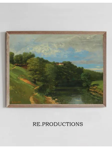 Re.productions Постер Château Au Bord De La Rivière - Gustave Courbet