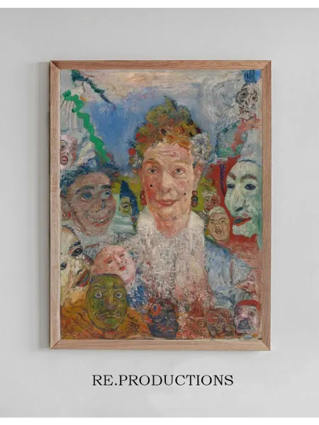 Re.productions Постер Old Lady with Masks - James Ensor