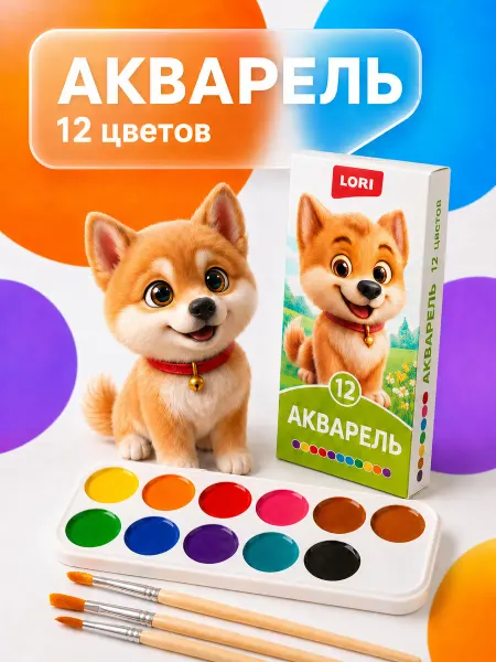MeLLi School Краски акварельные школьные 12 цветов