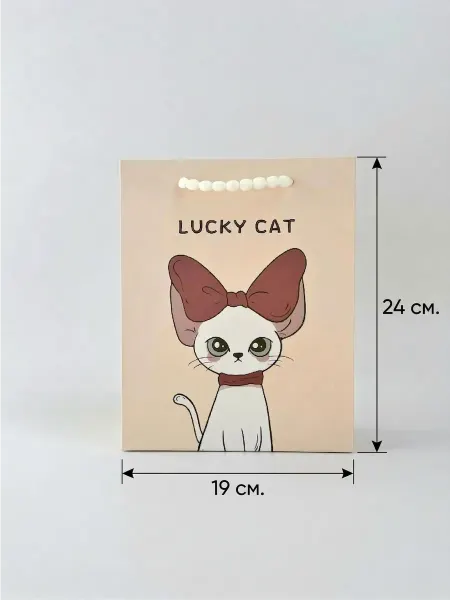 PinkyCat Упаковка Пакет подарочный детский с котиком (19х24х10 см)