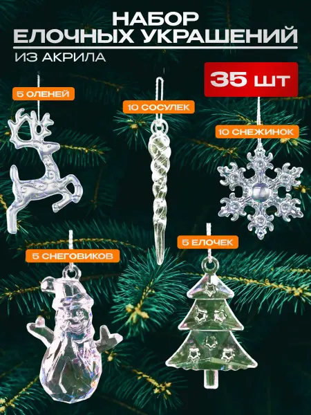 Елочные украшения игрушки новогодние набор