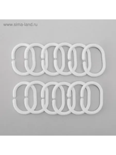 Moonglee Набор колец для штор в ванную пластик 12 шт цвет белый