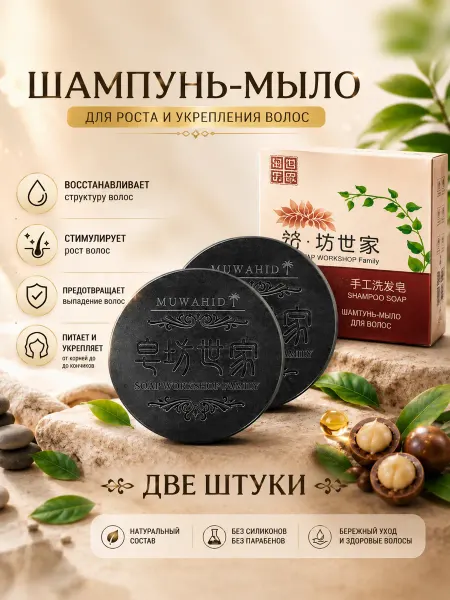 Твердый шампунь для волос 200 г