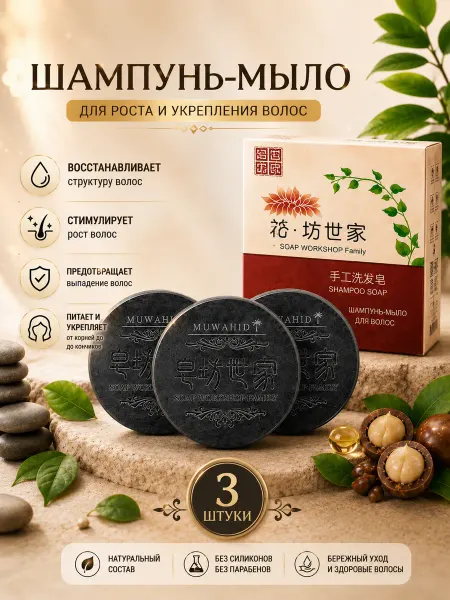 Твердый шампунь для волос 300 г