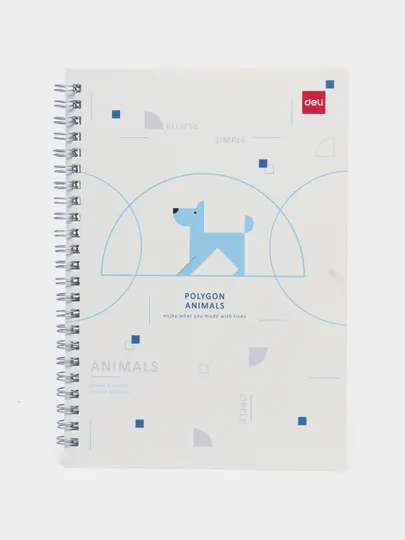 Блокнот спиральный Deli ELA560, серия Poligon Animals, A5, 60 листов, 70 г/м²
