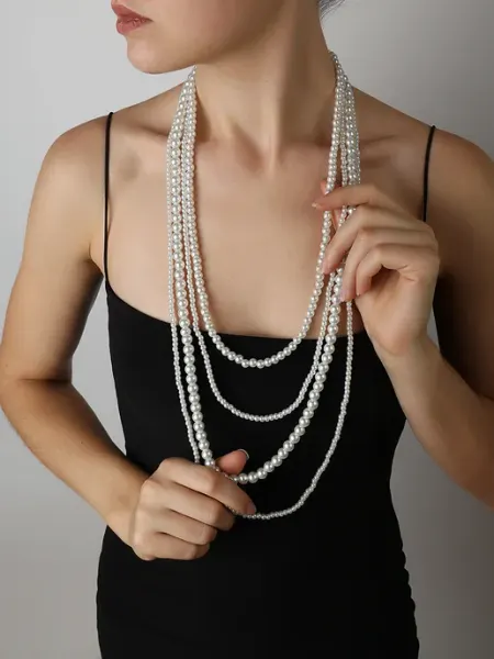Beverly jewelry Бусы жемчуг длинные многослойные