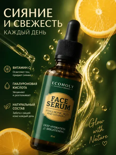 ECOHOLY Сыворотка для лица с витамином C и ниацинамидом для кожи