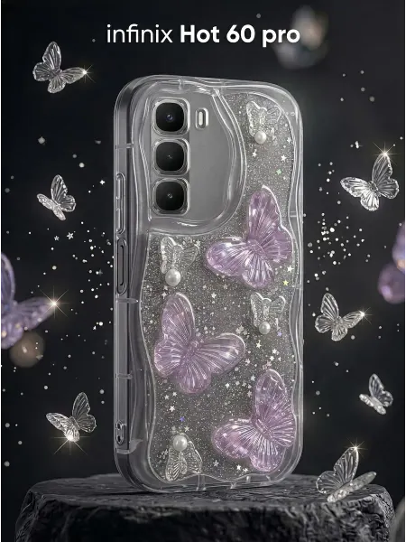 ЧЕХОЛБЕРИ Рельефный чехол с 3D бабочками на Infinix Hot 60 Pro