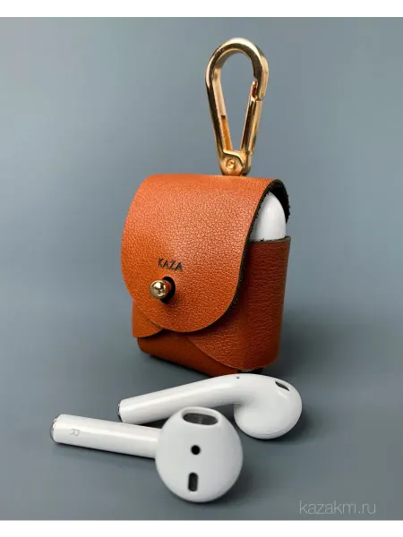 KAZA Чехол для беспроводных наушников AirPods 1,2 кожаный