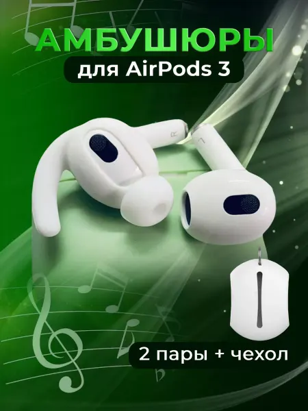 RuMix Амбушюры вкладыши для наушников Apple AirPods 3 силиконовые