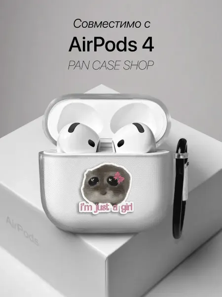 PANCASE Чехол на AirPods 4 с принтом хомяк мем