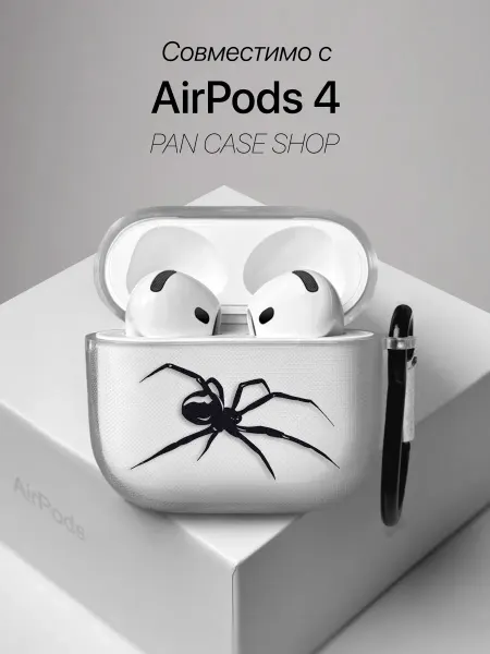 PANCASE Чехол на AirPods 4 с принтом Черный паук