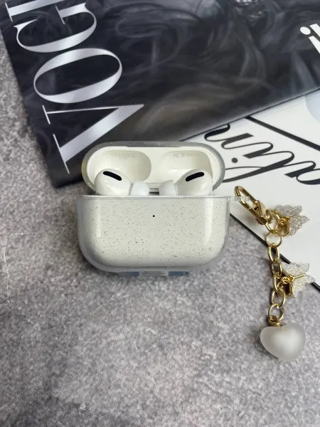 Wowcase Чехол для AirPods Pro с карабином прозрачный с блестками