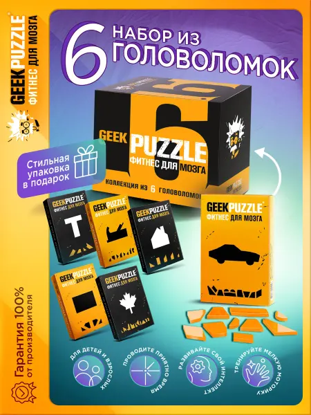IQ Puzzle Фитнес для Мозга Набор головоломок 6в1 GEEK PUZZLE-ФИТНЕС ДЛЯ МОЗГА