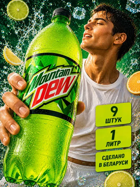 MOUNTAIN DEW Напиток Маунтин Дью классический MTN DEW 1 л х 9 шт