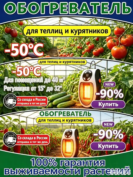 Энергосберегающий обогреватель для теплиц
