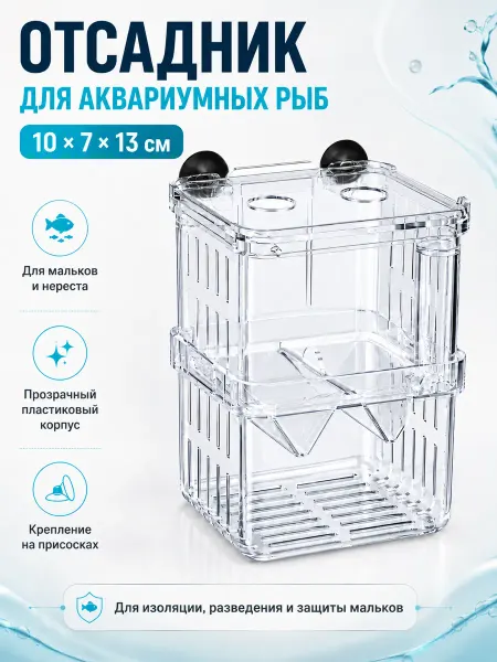 Отсадник для рыб и мальков в аквариум, 10х7х13 см