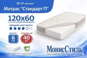 Монис Стиль Матрас, Беспружинный, 60х120 см