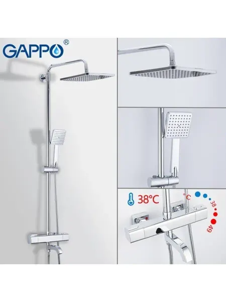 Gappo Душевая система с термостатом, черный