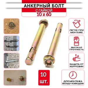 Анкерный болт с гайкой 10х60 10 шт